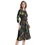 Zodiac Zone Boat Neck Belted Flared Dress - Objet D'Art