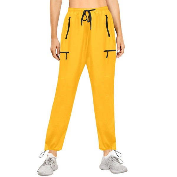 saffron print solid 2 Women's Quick Dry Cargo Sweatpants (Model L65) - Objet D'Art