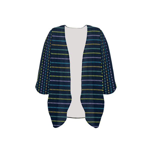 colored square polka dots 10 C Women's Kimono Chiffon Cover Up (Model H51)