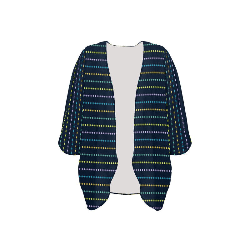 colored square polka dots 10 C Women's Kimono Chiffon Cover Up (Model H51)