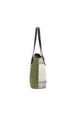 Pepper Stem Plaid D15 BACK Leather Tote Bag/Small (Model 1651) - Objet D'Art