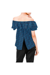 Musical Notes Women's Off Shoulder Blouse with Ruffle - Objet D'Art Online Retail Store