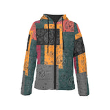 bandana print calico yoga_leggings_template-Recovered-Recovered copy Women's Padded Hooded Jacket (Model H46) - Objet D'Art