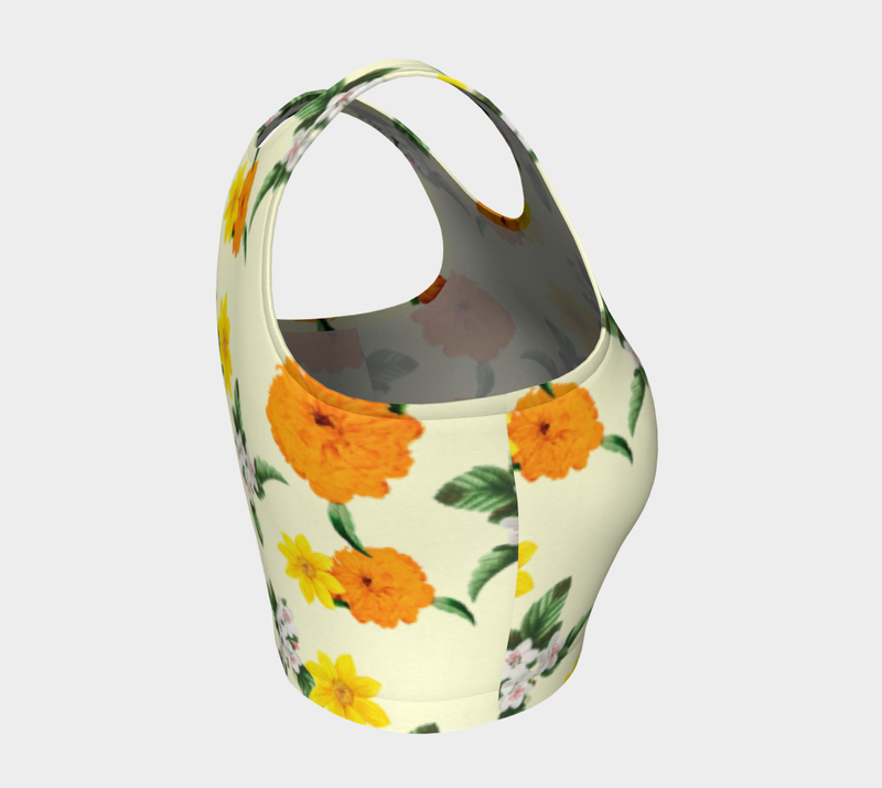 Pale Yellow Floral Garden Crop Top - Objet D'Art