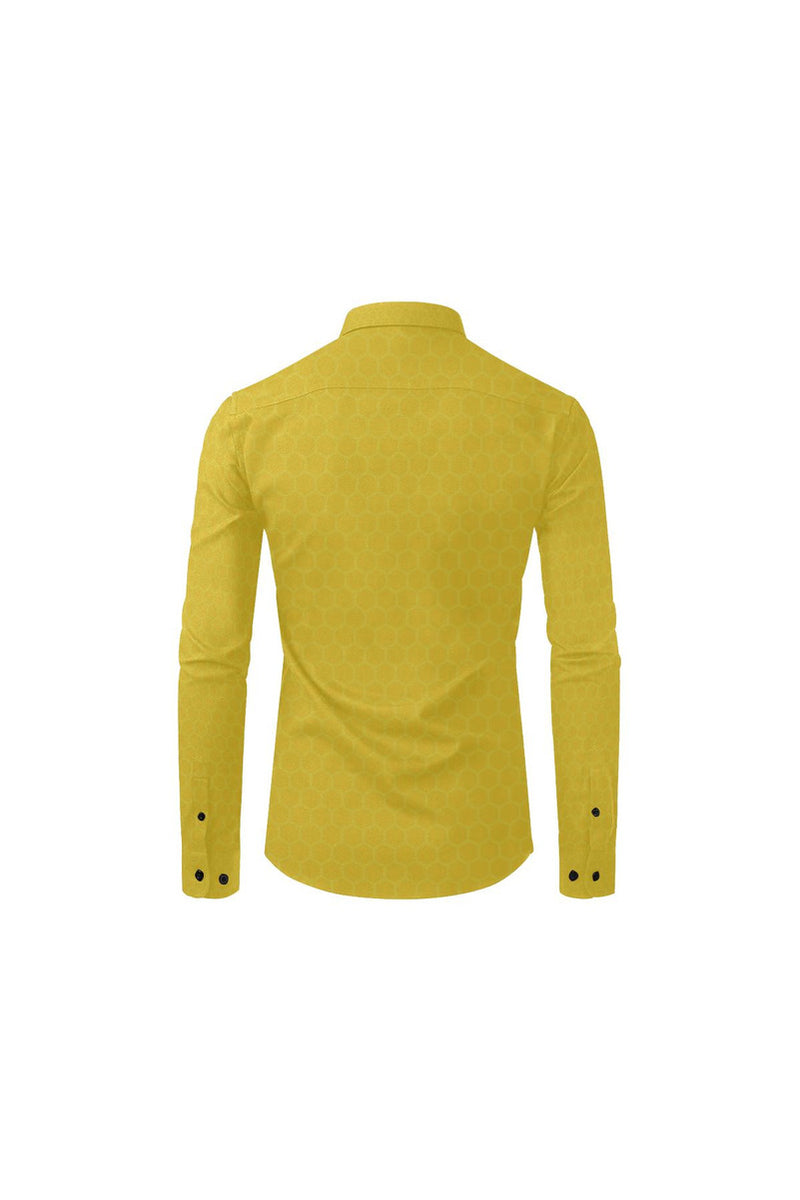 Golden Honeycomb Men's All Over Print Casual Dress Shirt - Objet D'Art