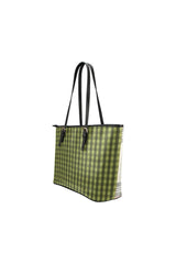 Pepper Stem Plaid D15 BACK Leather Tote Bag/Small (Model 1651) - Objet D'Art