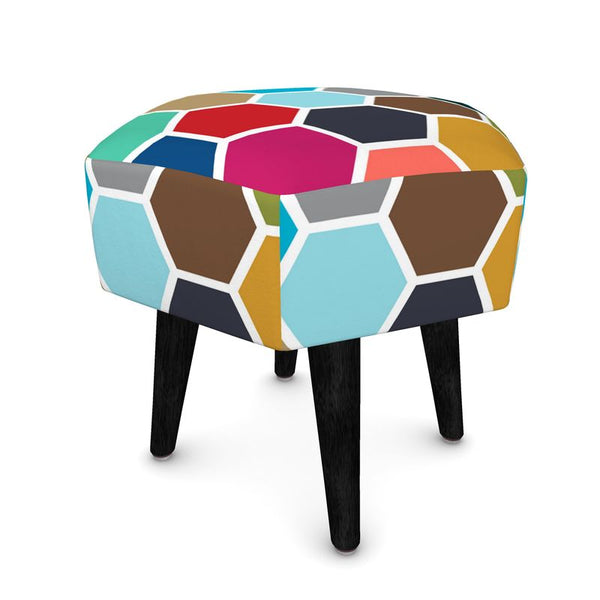 Colorful Honeycomb Footstool - Objet D'Art