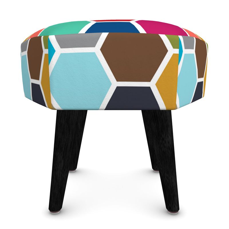 Colorful Honeycomb Footstool - Objet D'Art