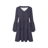 heart pink and red print 2 V-Neck Loose Fit Dress (Model D62) - Objet D'Art