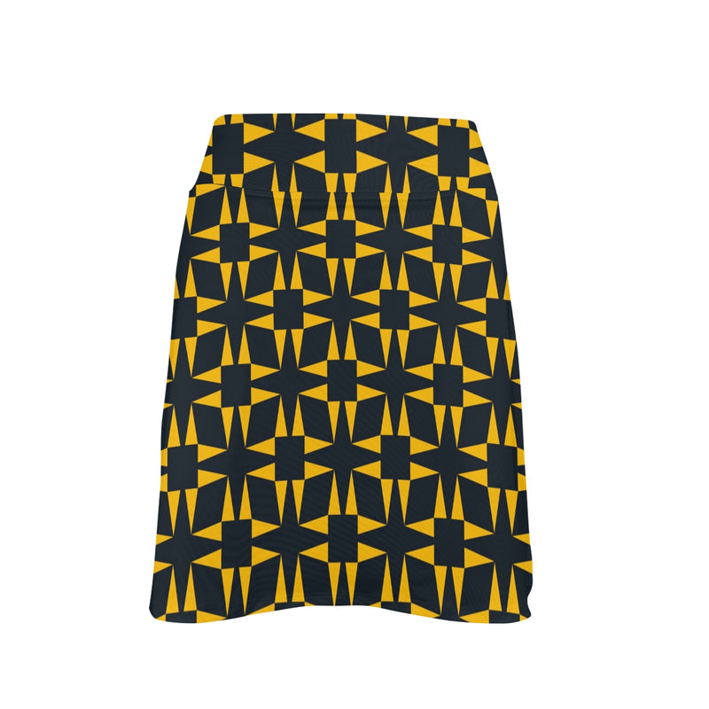 squ tri print Women's Golf Skirt with Pockets (Model D64) - Objet D'Art