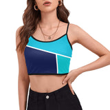 tri colored dress Women's Spaghetti Strap Crop Top (Model T67) - Objet D'Art