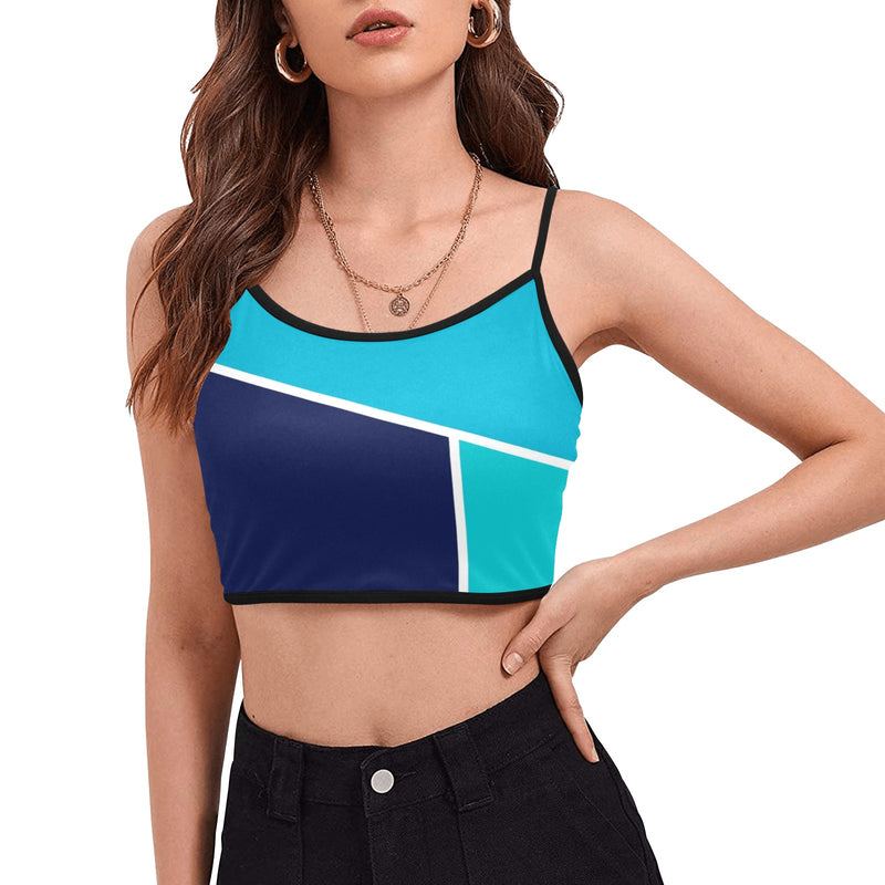 tri colored dress Women's Spaghetti Strap Crop Top (Model T67) - Objet D'Art