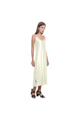 Cream V-Neck Open Fork Long Dress(Model D18) - Objet D'Art