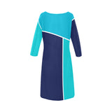 tri colored dress Rhea Loose Round Neck Dress(Model D22) - Objet D'Art