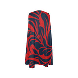 red blue leaf print 2 Sleeveless A-Line Pocket Dress (Model D57) - Objet D'Art