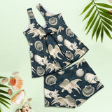 aqua world print 10 Women's Vest Skirt Split Swimsuit (Model S47) - Objet D'Art