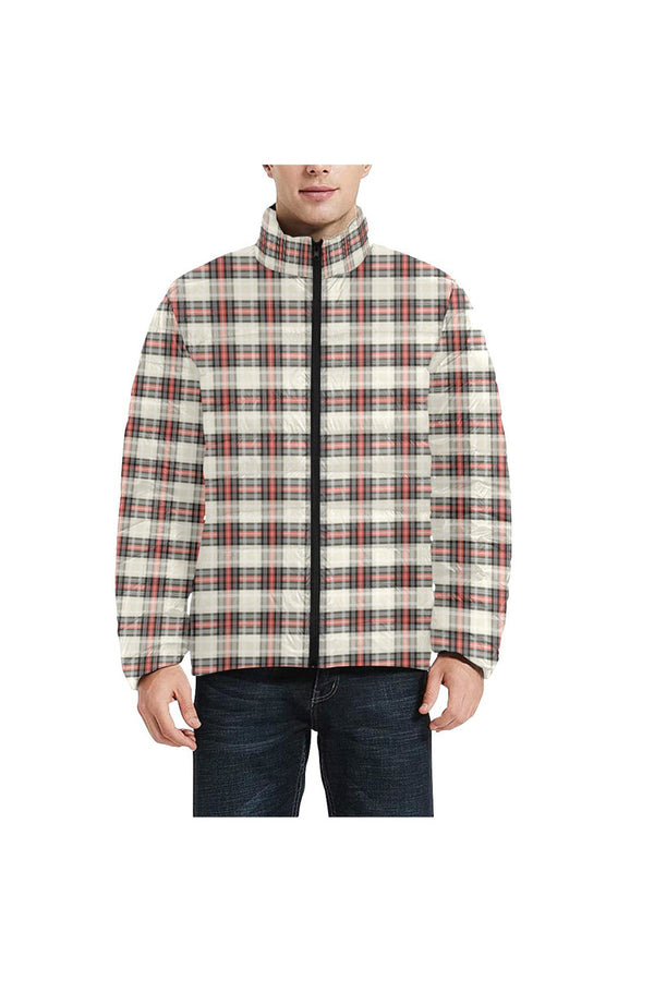 Plaid Men's Stand Collar Padded Jacket (Model H41) - Objet D'Art