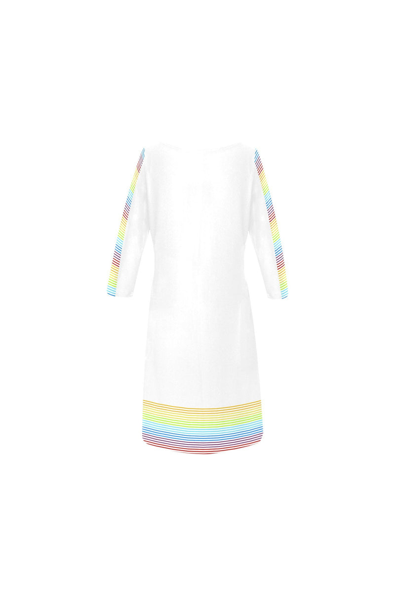 Pride Micro Stripe Accented Rhea Loose Round Neck Dress - Objet D'Art