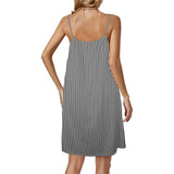 line to line print 2B Drawstring Neck Sleeveless Dress (Model D68) - Objet D'Art