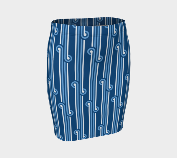 Classic Blue Fitted Skirt - Objet D'Art