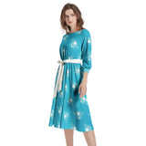 Boat Neck Belted Flared Dress - Objet D'Art