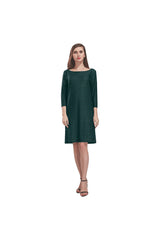 Storm Green Leopard Print Rhea Loose Round Neck Dress - Objet D'Art