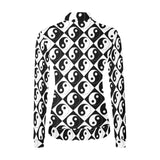 yin and yang bw print 2 Women's All Over Print Mock Neck Sweatshirt (Model H43) - Objet D'Art