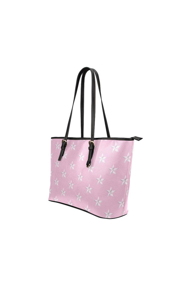 Pink Star Print Leather Tote Bag/Small - Objet D'Art