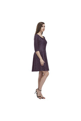 Plum Leopard Print Tethys Half-Sleeve Skater Dress - Objet D'Art