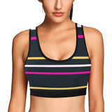 striped chained up 22 Women's All Over Print Sports Bra (Model T52) - Objet D'Art
