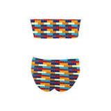 self portrait color scheme print Chest Wrap Bikini Swimsuit (Model S36) - Objet D'Art