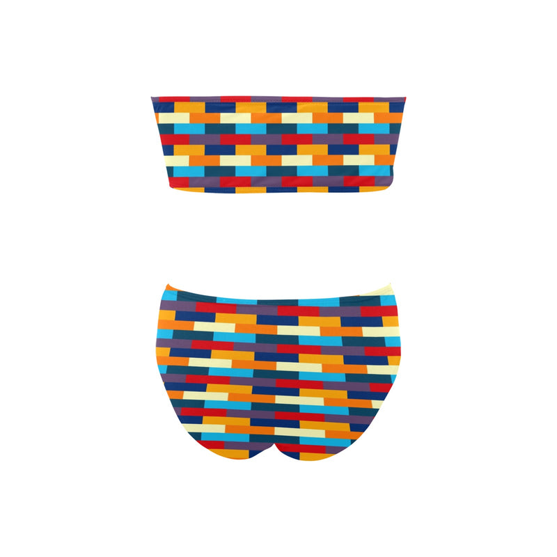 self portrait color scheme print Chest Wrap Bikini Swimsuit (Model S36) - Objet D'Art