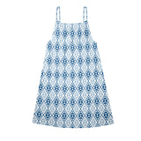 diamond print 8 Drawstring Neck Sleeveless Dress (Model D68) - Objet D'Art