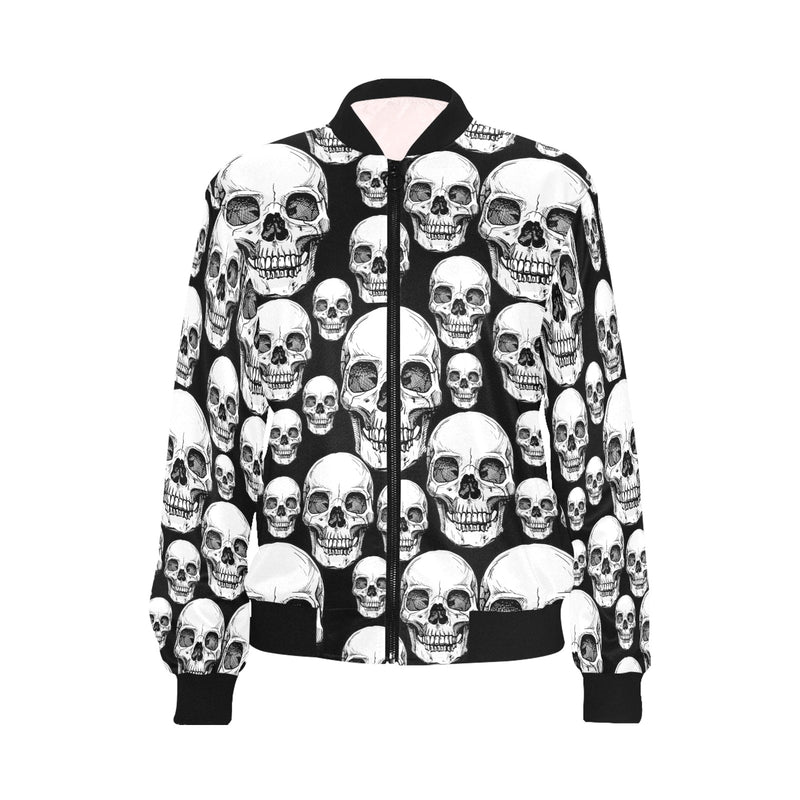 black skull nation print All Over Print Bomber Jacket for Women (Model H36) - Objet D'Art