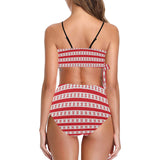 gingham print red white 2 Knot Side Bikini Swimsuit (Model S37) - Objet D'Art