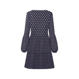 heart pink and red print 2 V-Neck Loose Fit Dress (Model D62) - Objet D'Art