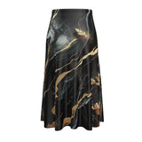Gold Streaked Marble Midi Skirt