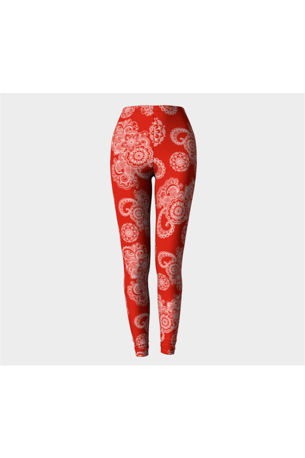 Red Paisley Premium Leggings - Objet D'Art