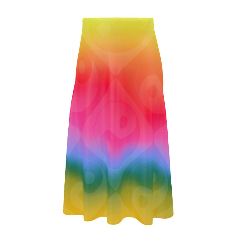 Yin and Yang Ombre Midi Skirt