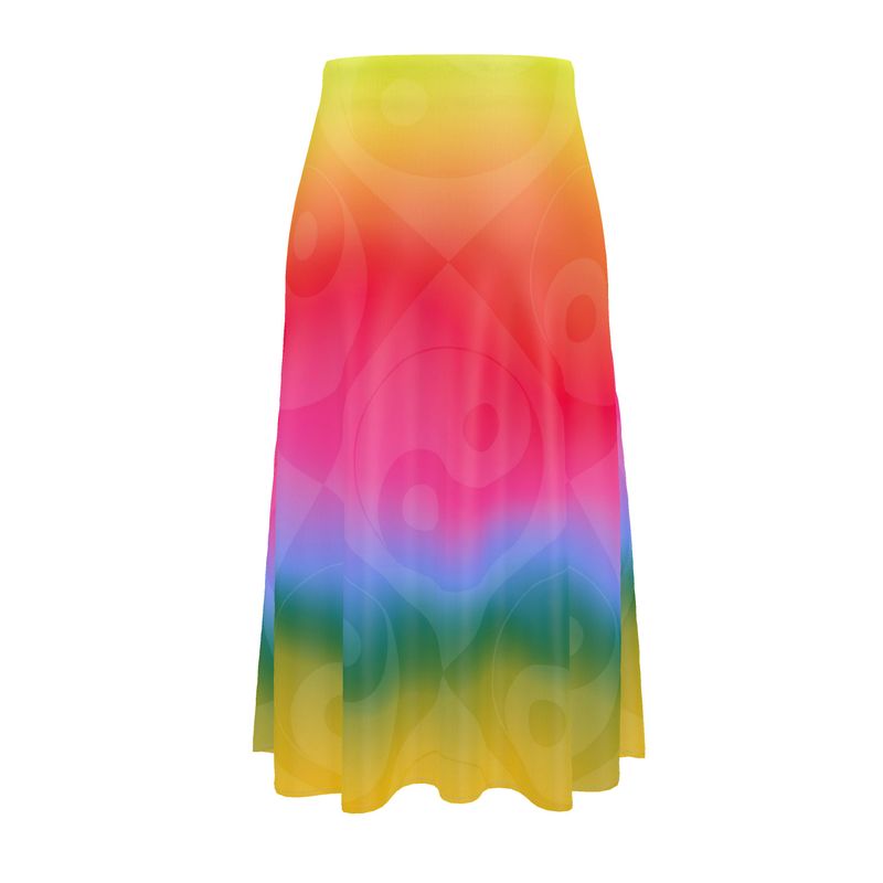 Yin and Yang Ombre Midi Skirt