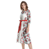 Boat Neck Belted Flared Dress - Objet D'Art