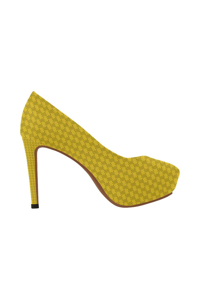 Golden Greek Key Women's High Heels - Objet D'Art Online Retail Store