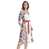 Boat Neck Belted Flared Dress - Objet D'Art