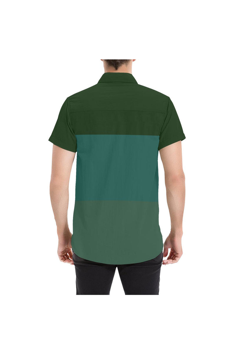 Tri-color in Green Men's All Over Print Short Sleeve Shirt - Objet D'Art