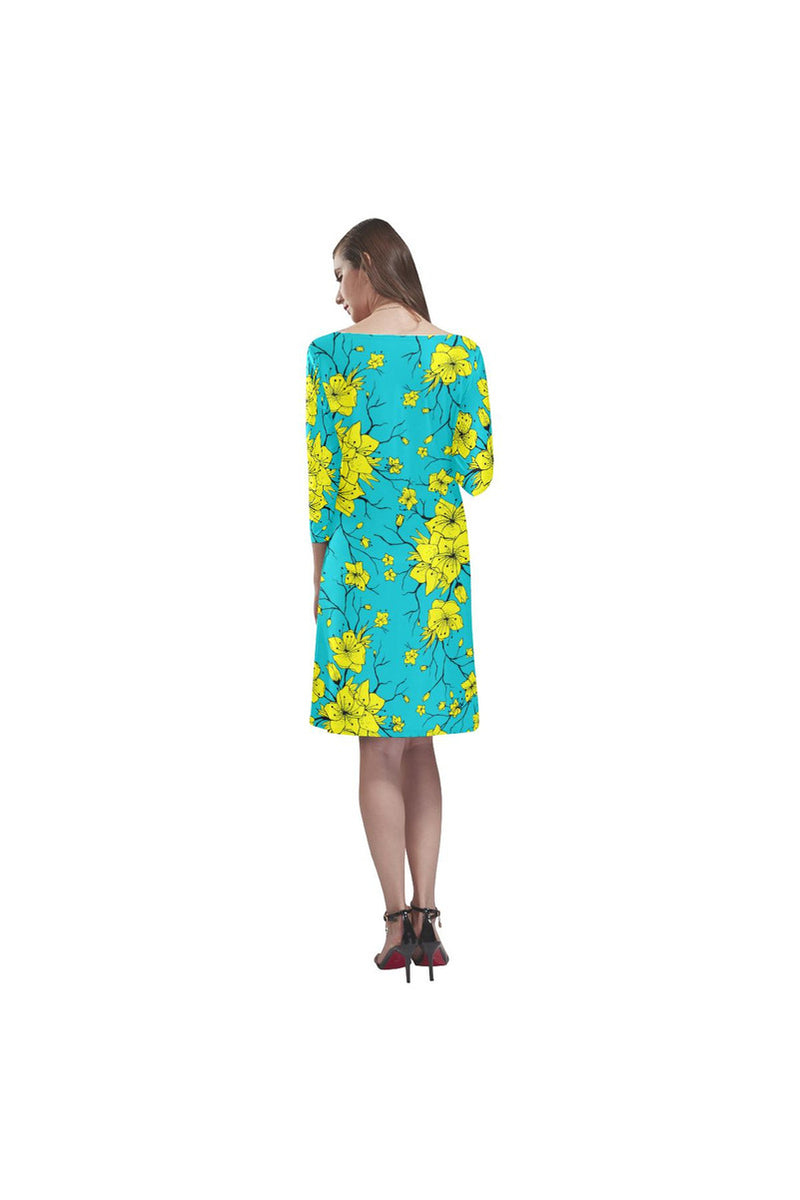 blue flow 2 Rhea Loose Round Neck Dress(Model D22) - Objet D'Art
