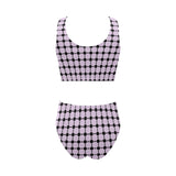 lav dot dash print Chest Bowknot Bikini Swimsuit (Model S33) - Objet D'Art