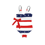 red white blue star and stripes print Knot Side Bikini Swimsuit (Model S37) - Objet D'Art
