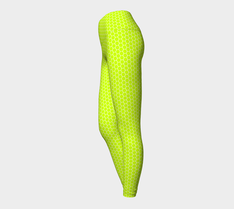 Neon Green Honeycomb Yoga Leggings - Objet D'Art