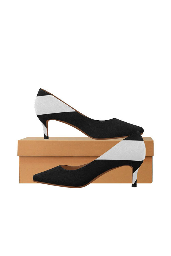 Bold White Stripe Women's Pointed Toe Low Heel Pumps - Objet D'Art Online Retail Store