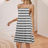 arrow vintage striped print Drawstring Neck Sleeveless Dress (Model D68) - Objet D'Art
